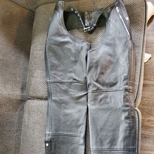 Women's leather motorcycle riding chaps